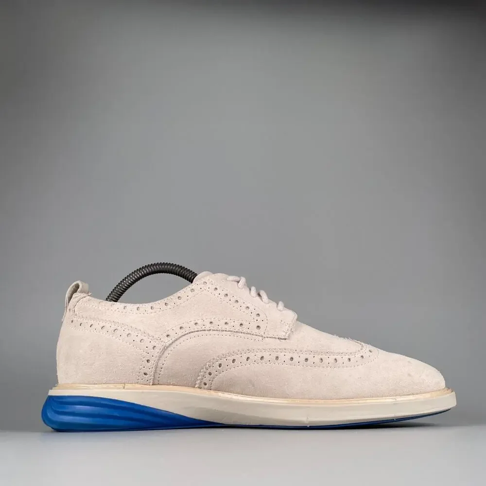 Cole Haan Grand Evolution Mens 9.5 Suede Leather Wingtip Oxfords Dress Shoes EUC